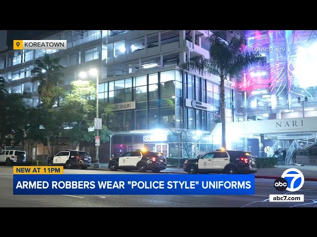 ⁣Police searching for suspects accused of robbing resident in Koreatown wearing fake police uniforms