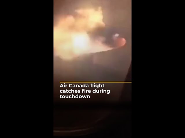 ⁣Air Canada flight catches fire during touchdown | AJ #shorts