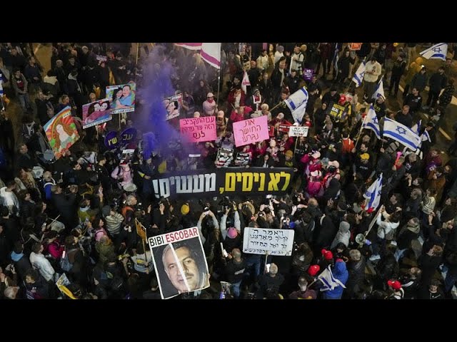 ⁣Protesters demand Israeli government reach hostage release deal with Hamas