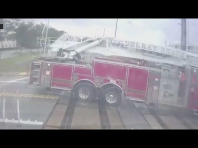 ⁣Brightline train crashes into fire truck