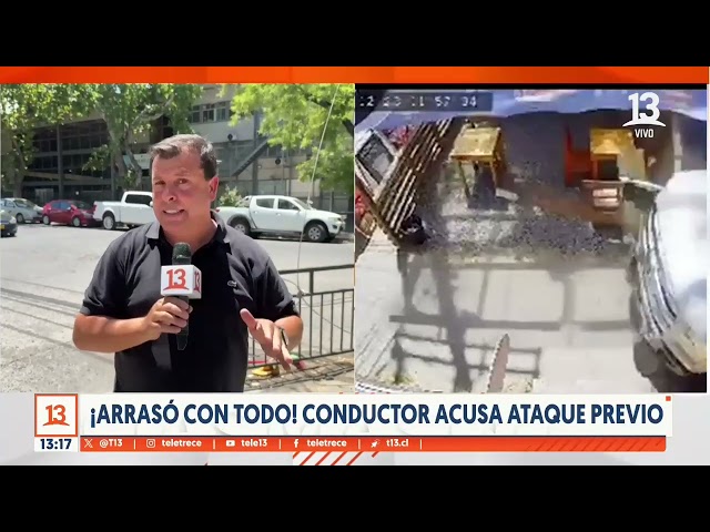 ⁣¡Arrasó con todo! Conductor pasa con su camioneta por la vereda tras discusión en Talca