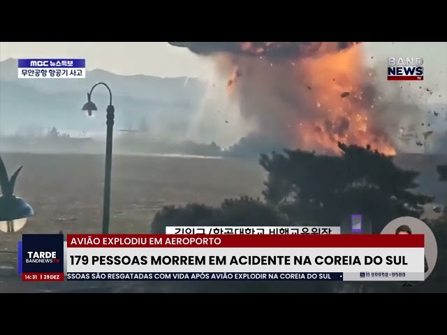 ⁣Avião sai da pista, explode e deixa 179 mortos na Coreia do Sul