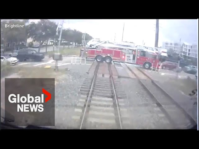 ⁣Florida passenger train smashes into firetruck, several injured officials say