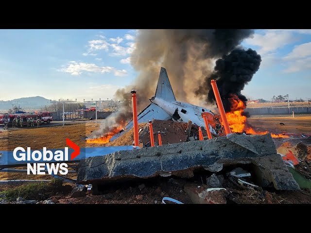 ⁣South Korea plane crash: 179 killed, 2 survive after fatal runway incident