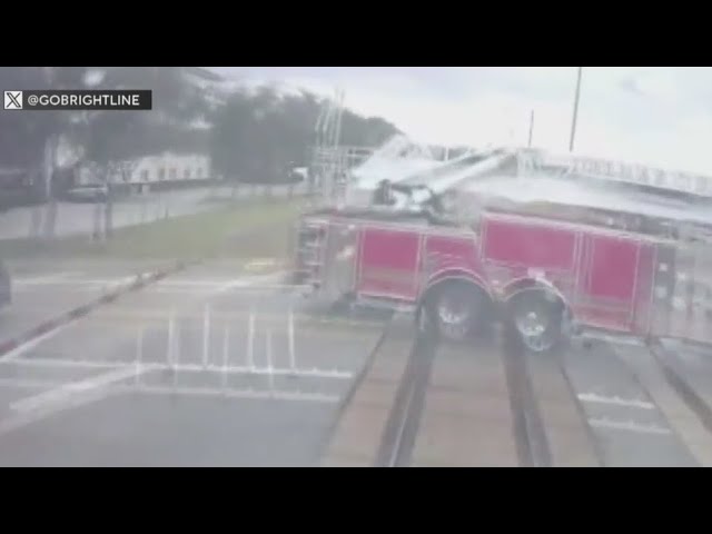 ⁣Video shows moments before Brightline train crashes into Delray Beach fire engine, injuring 15