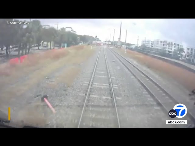 ⁣Train collides with fire truck in Florida, video shows