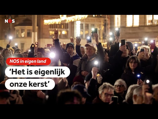 ⁣Lichtjes, toespraken en politie bij Chanoeka-viering op de Dam