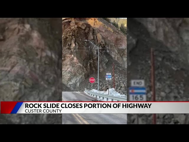 ⁣Rock slide closes Highway 96 and Highway 165 junction