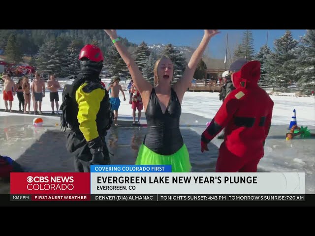 ⁣New Year's Day plunge at Evergreen Lake is on