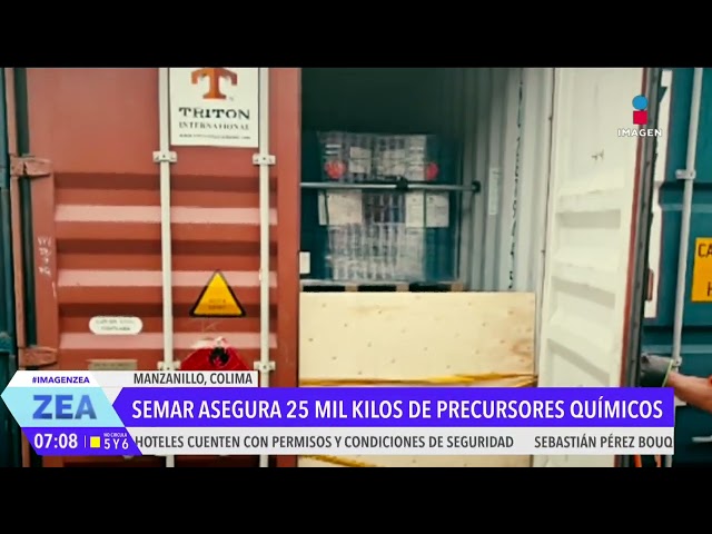 ⁣La Semar asegura 25 mil kilos de precursores químicos en Manzanillo, Colima