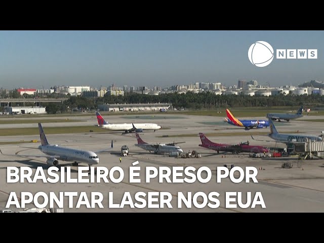 ⁣Brasileiro é preso por apontar laser em aeroporto nos EUA