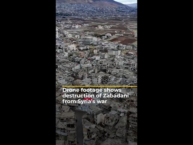 ⁣Drone footage shows destruction of Zabadani from Syria’s war | AJ #shorts