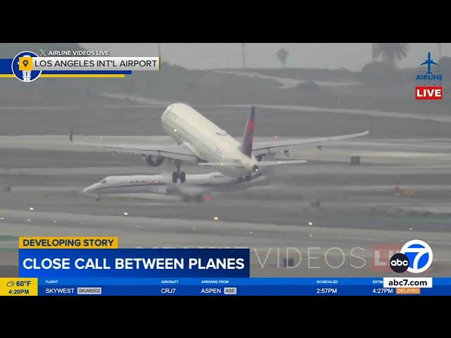 ⁣Near-miss between 2 planes at LAX caught on video