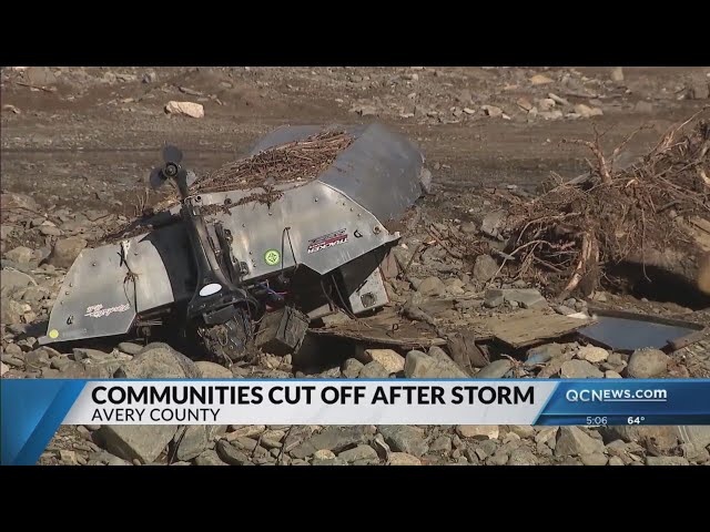 ⁣Avery County community cut off after Sunday's storm washed away temporary bridges