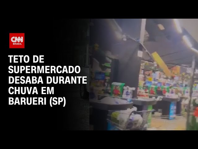 ⁣Teto de supermercado desaba durante chuva em Barueri (SP) | CNN ARENA