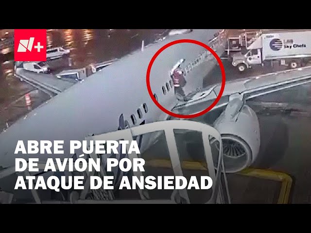 ⁣Mujer abre salida de emergencia de avión por ataque de ansiedad - N+