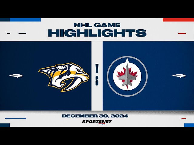 ⁣NHL Highlights | Predators vs. Jets - December 30, 2024