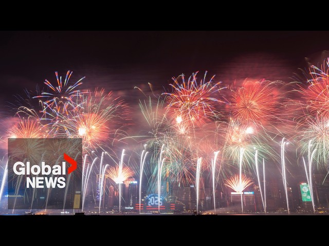 ⁣New Year's 2025: Hong Kong puts on incredible fireworks display over Victoria Harbour