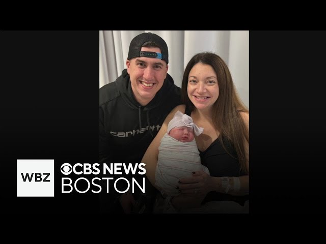 ⁣Parents thrilled after having the first Boston baby of 2025 at Mass General Hospital