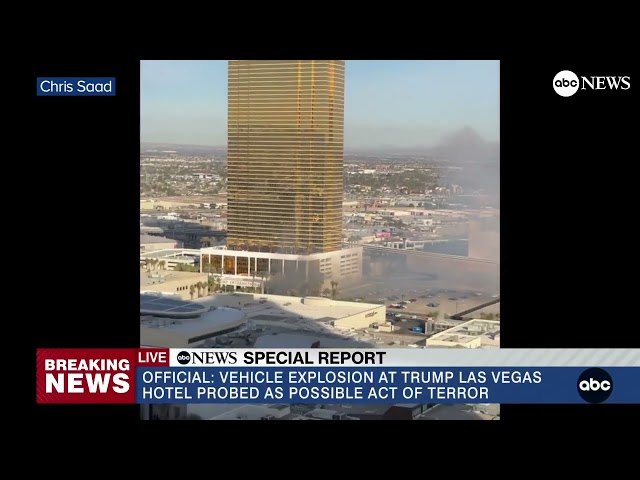 ⁣Authorities treating Cybertruck explosion at Trump Las Vegas hotel as possible act of terror