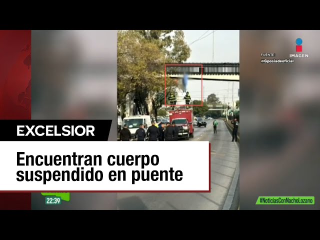 ⁣Aparece un hombre colgado en puente peatonal de Circuito Interior