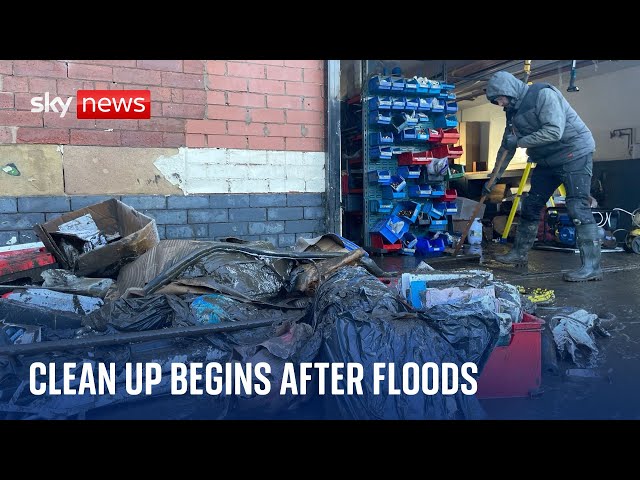 ⁣Clean up begins after severe flooding hits Greater Manchester