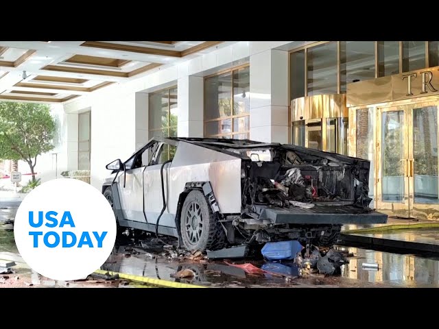 ⁣Shocking video shows the moment a Tesla Cybertruck explodes | USA TODAY