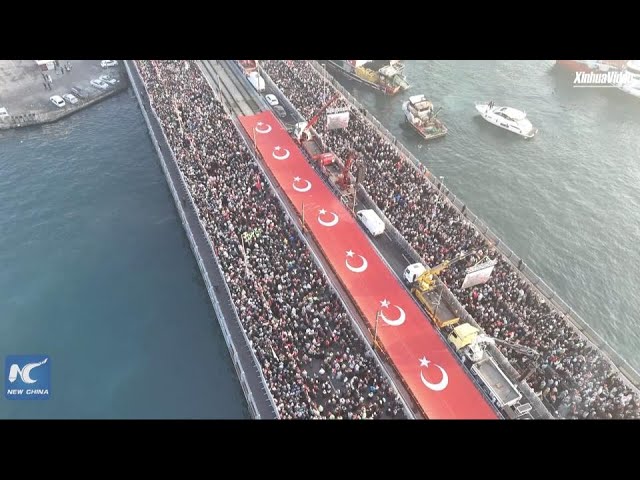 ⁣450,000 rally in Türkiye's Istanbul to support Palestinians