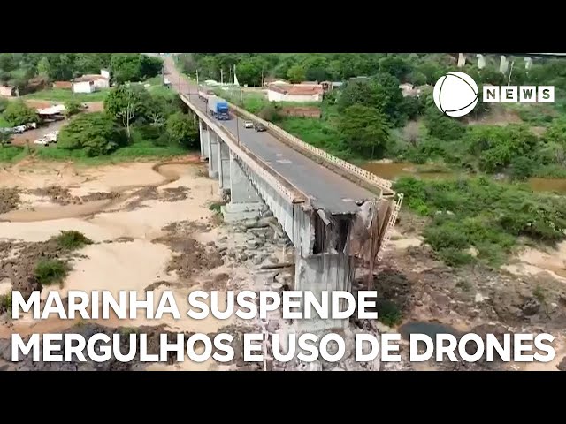 ⁣Marinha suspende mergulhos e uso de drones subaquáticos em buscas por vítimas da queda de ponte