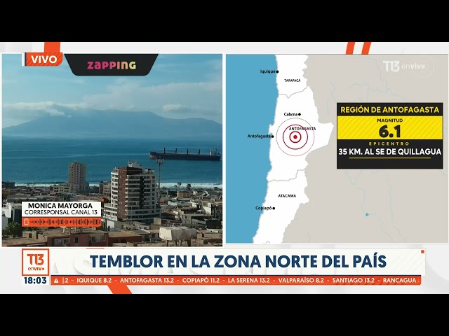 ⁣Fuerte temblor 6.1 se percibió en el norte grande de Chile