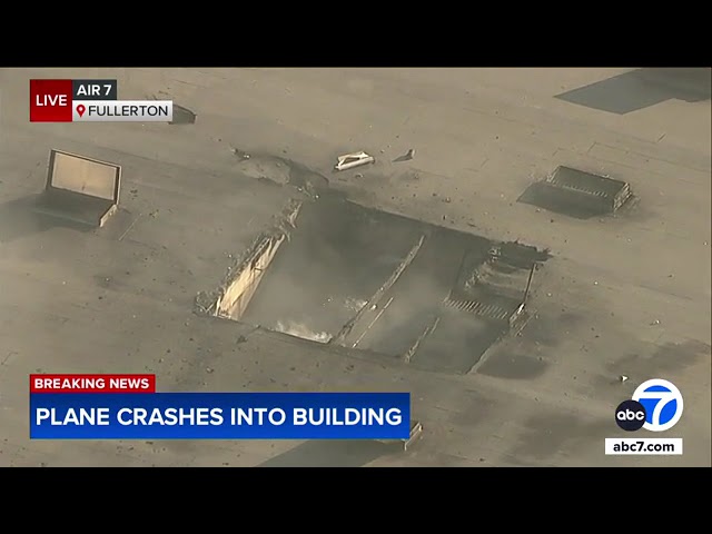 ⁣Small plane crashes into Fullerton building