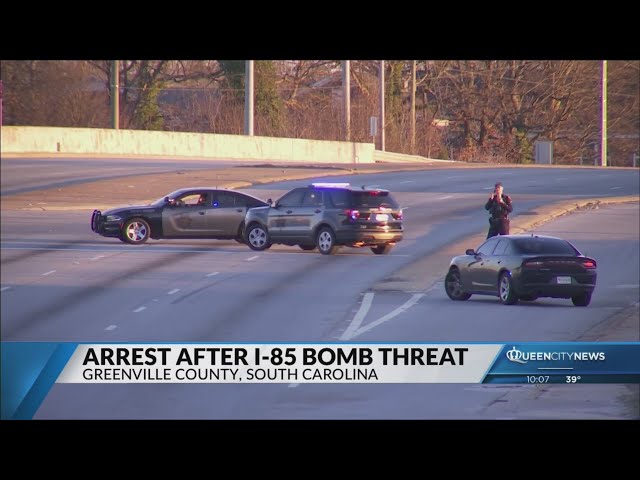 ⁣Arrest made after bomb threat on I-85 near Greenville, SC