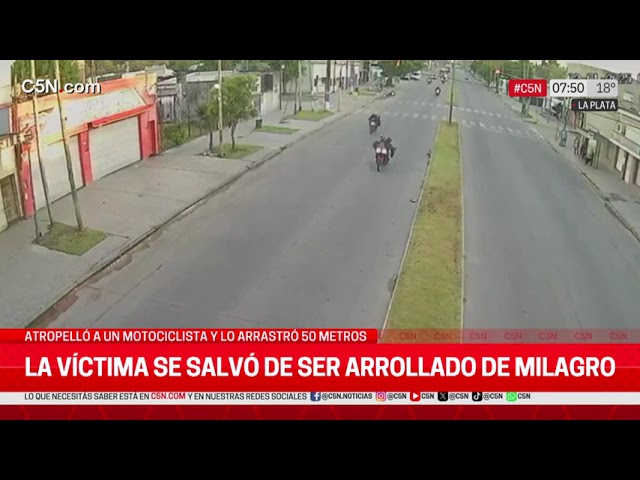 ⁣LA PLATA: ATROPELLÓ a un MOTOCICLISTA y lo ARRASTRÓ 50 METROS