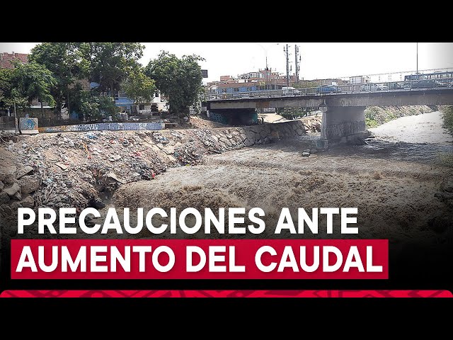 ⁣Río Rímac aumenta su caudal tras intensa lluvia de esta madrugada