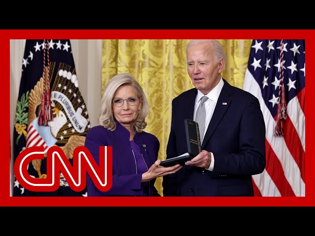 ⁣Biden awards high civilian honor to Liz Cheney in rebuke to Trump