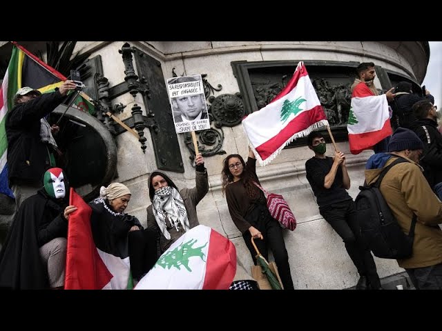 ⁣Paris: Demonstranten fordern ein Ende der israelischen Luftangriffe auf Libanon