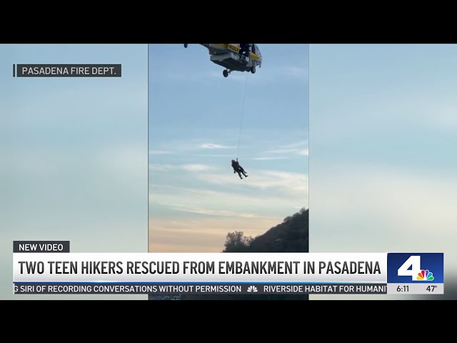 ⁣2 teen hikers rescued from embankment in Pasadena