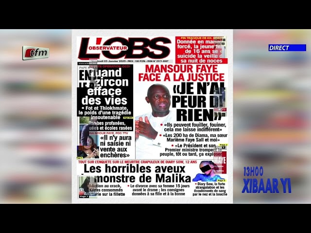 ⁣Revue de Presse du 03  Janvier 2025  présenté par Mamadou Mouhamed Ndiaye