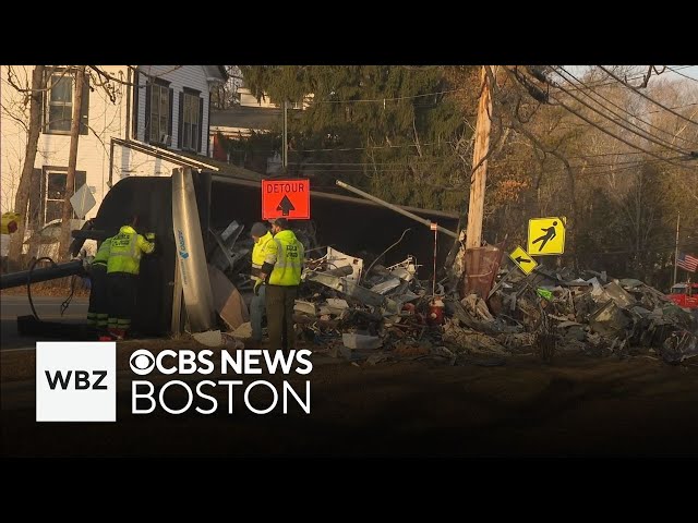 ⁣Tractor-trailer overturns in Hopkinton, fire chief blames crash on speed