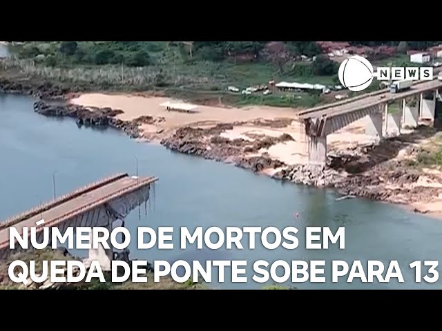 ⁣Número de mortos após queda de ponte sobe para 13