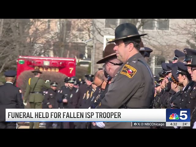 ⁣Funeral held for Illinois State Trooper fatally struck by vehicle in line of duty