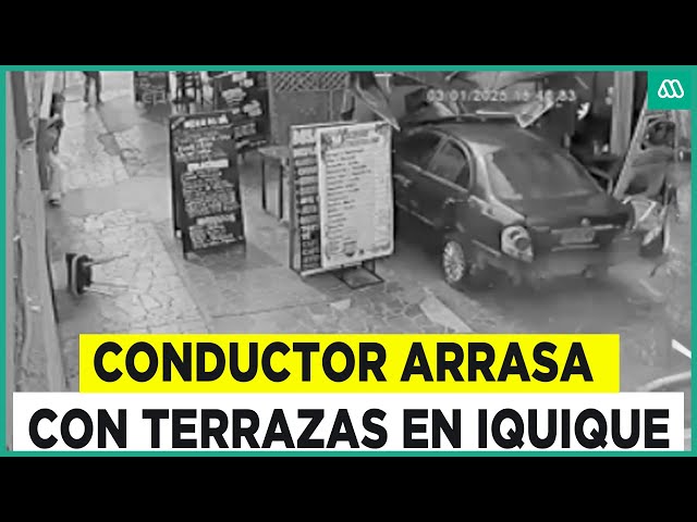 ⁣Conductor ebrio arrasa con terrazas en paseo peatonal de Iquique