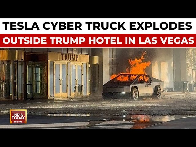 ⁣Tesla Cyber Truck Blast Live: What Actually Happened In Las Vegas? Chilling Moments Caught On Cam