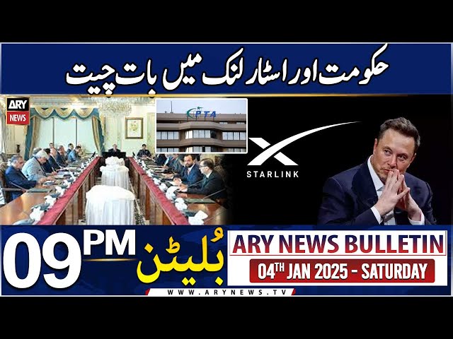 ⁣ARY News 9 PM News Bulletin | 4th Jan 2025 | PTA confirms talks between government and Starlink