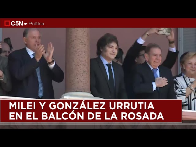 ⁣MILEI Y GONZÁLEZ URRUTIA EN EL BALCÓN DE LA ROSADA