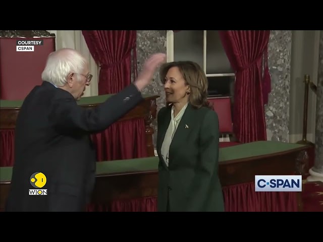 ⁣US: Kamala Harris Chit Chat With Bernie Sanders Goes Viral | US News | World  News | WION