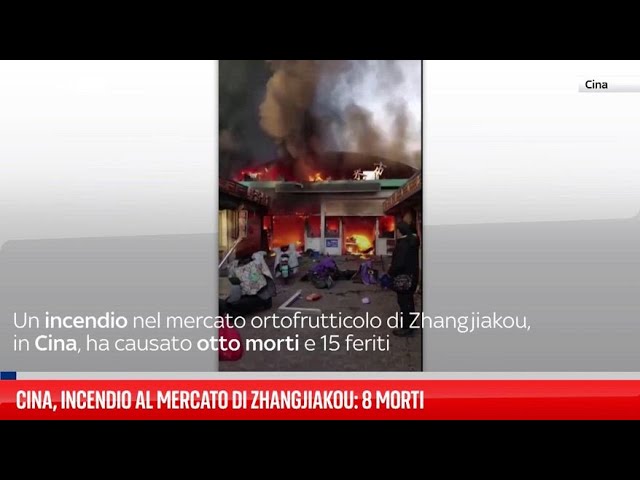 ⁣Incendio al mercato cinese, 8 morti e 15 feriti