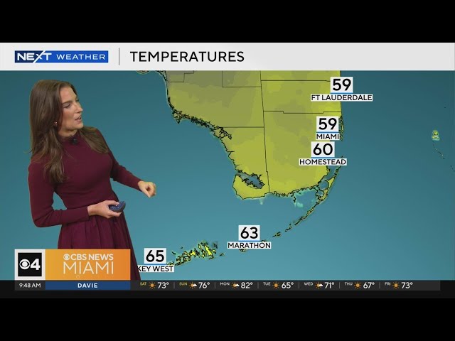 ⁣South Florida expecting cold weather for Saturday 1/4/25 9AM