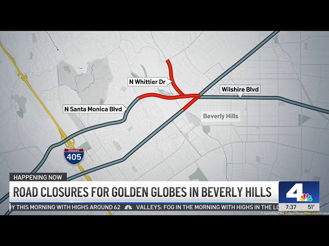 ⁣Golden Globes road closures underway in Beverly Hills