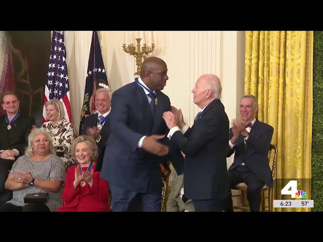 ⁣Magic Johnson receives Presidential Medal of Freedom